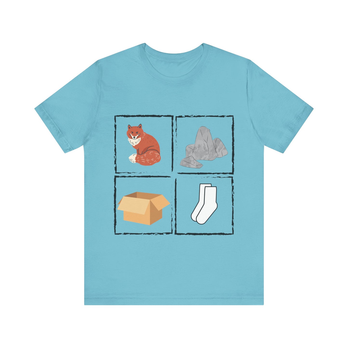 Fox, Rocks, Box, Socks Unisex Jersey Short Sleeve Tee