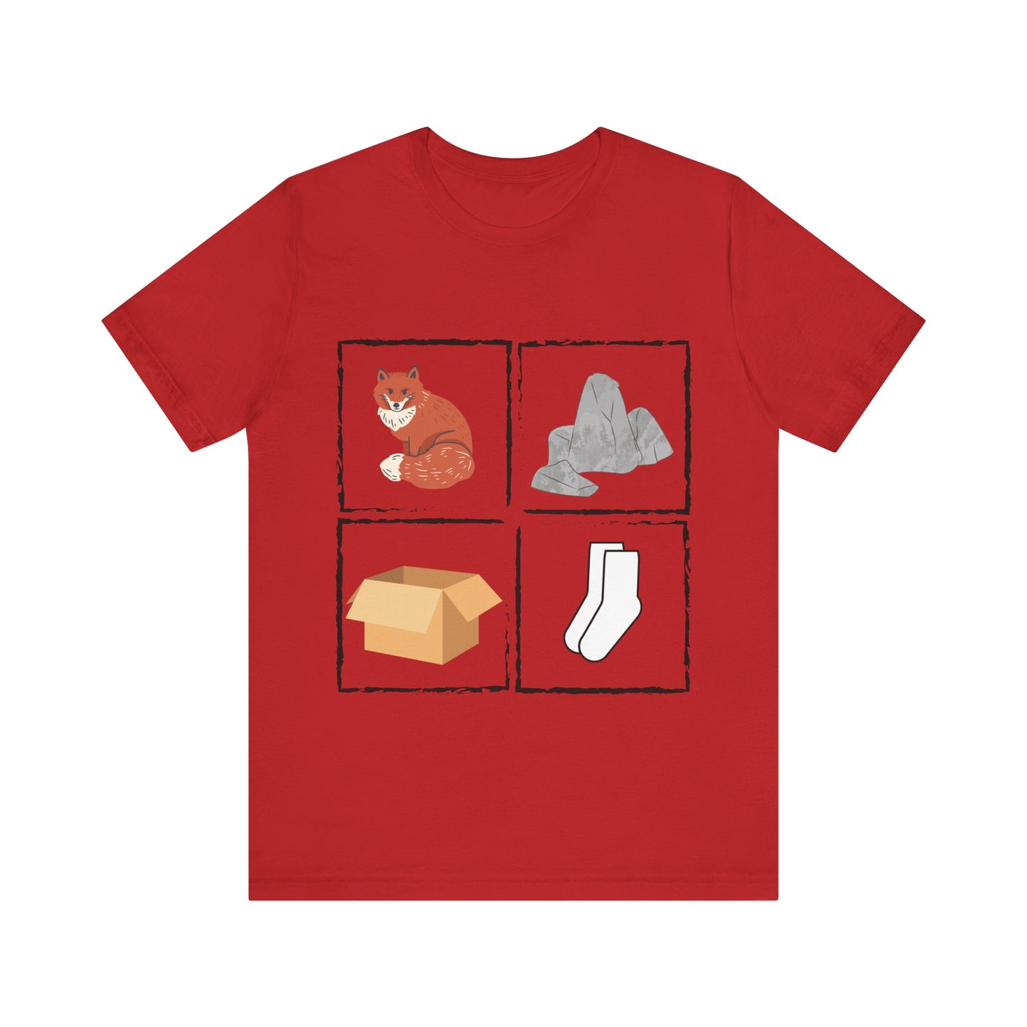 Fox, Rocks, Box, Socks Unisex Jersey Short Sleeve Tee