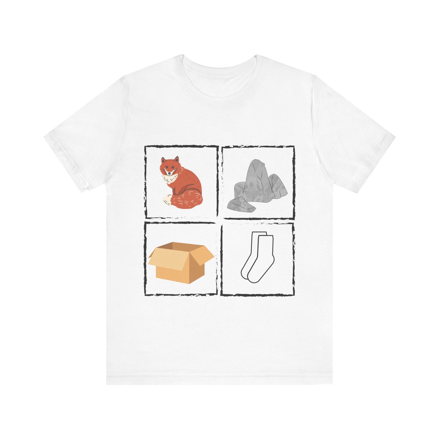 Fox, Rocks, Box, Socks Unisex Jersey Short Sleeve Tee