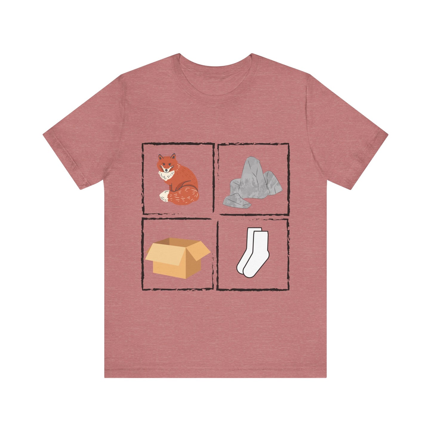 Fox, Rocks, Box, Socks Unisex Jersey Short Sleeve Tee