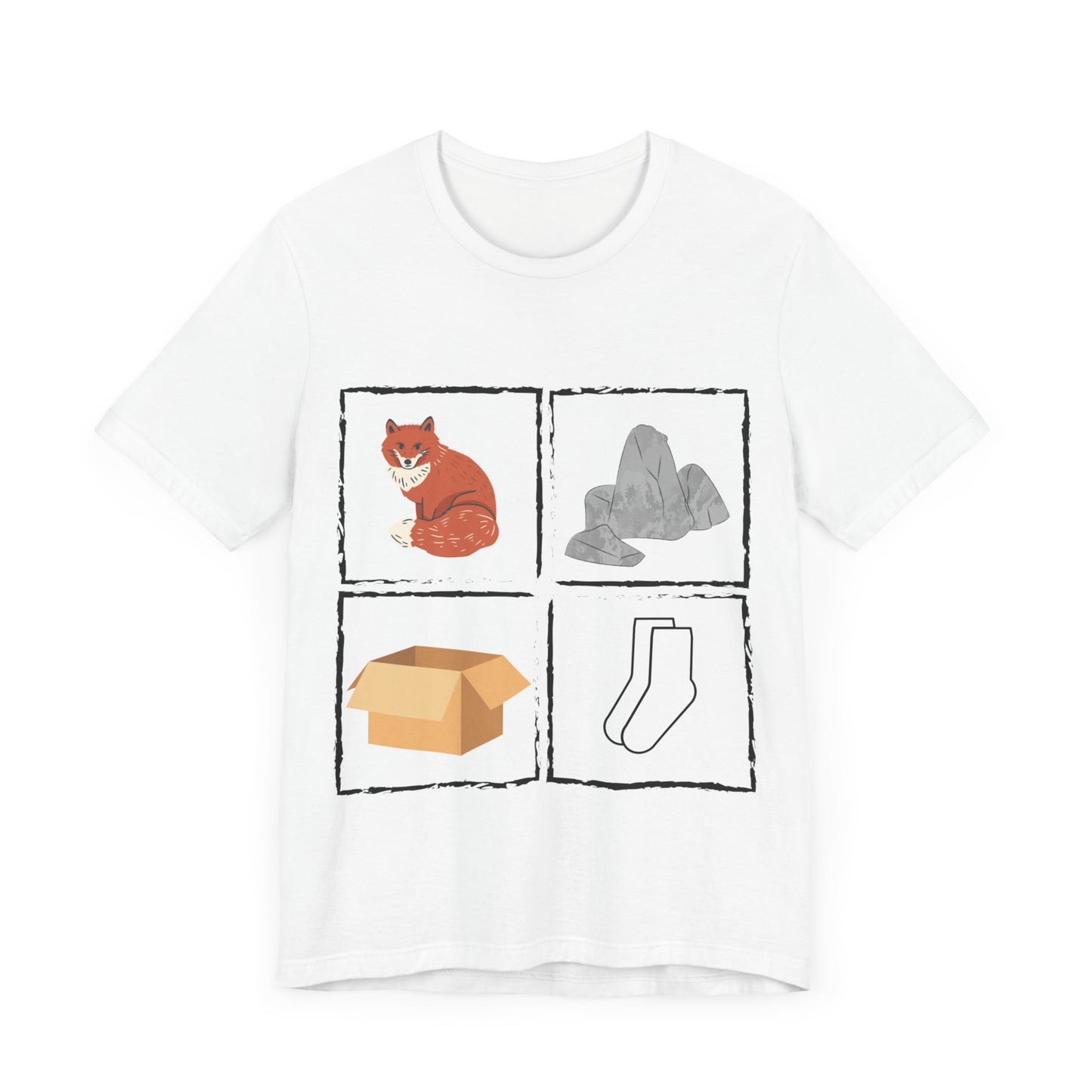 Fox, Rocks, Box, Socks Unisex Jersey Short Sleeve Tee