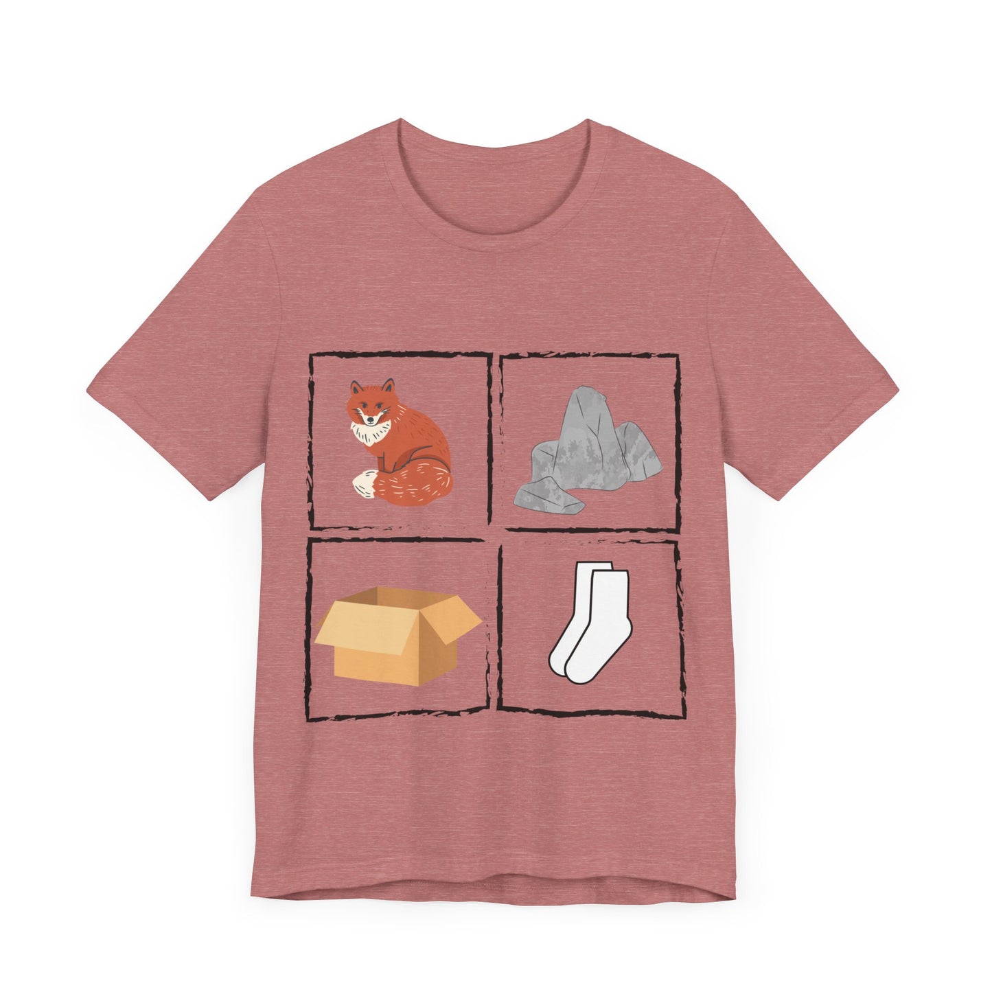 Fox, Rocks, Box, Socks Unisex Jersey Short Sleeve Tee