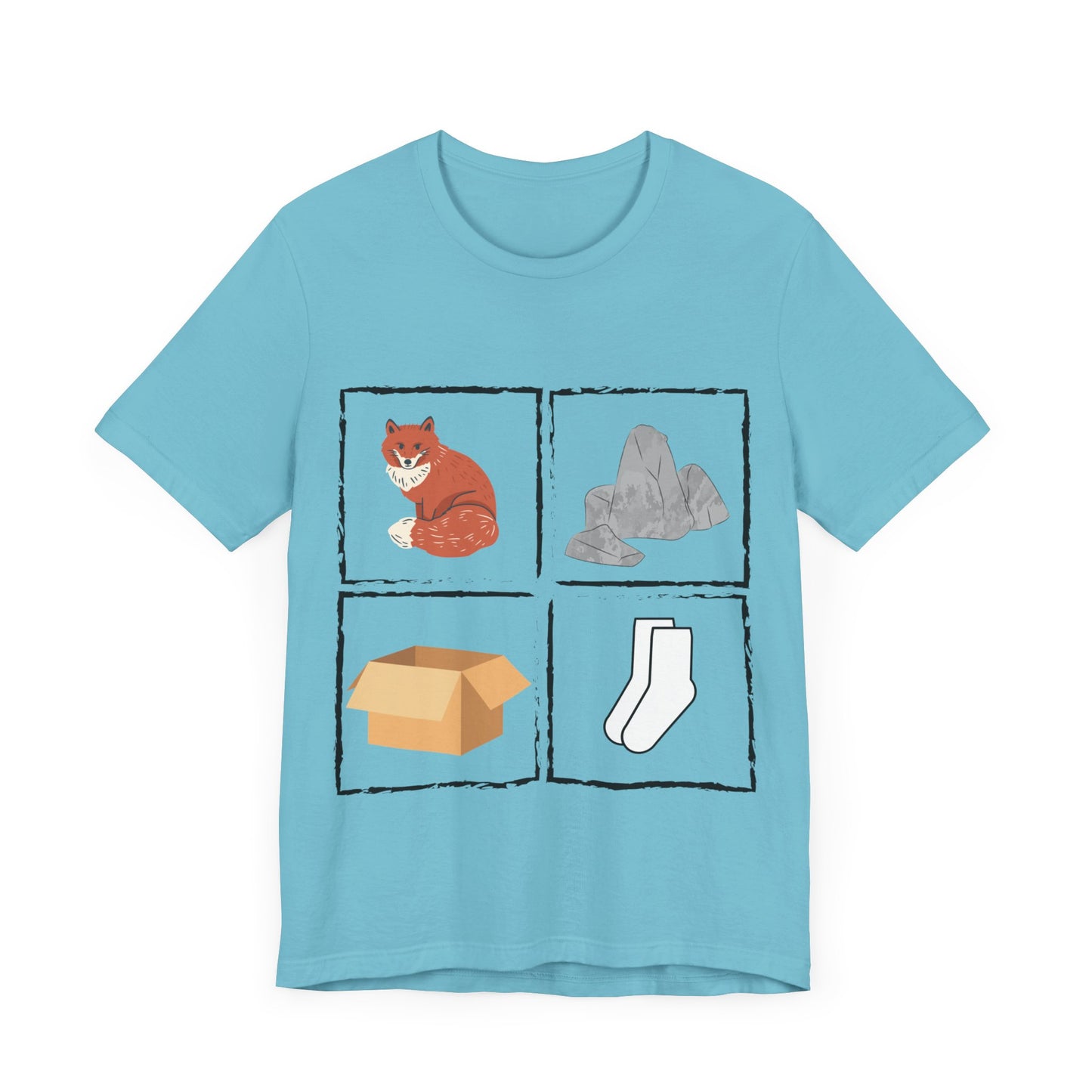 Fox, Rocks, Box, Socks Unisex Jersey Short Sleeve Tee