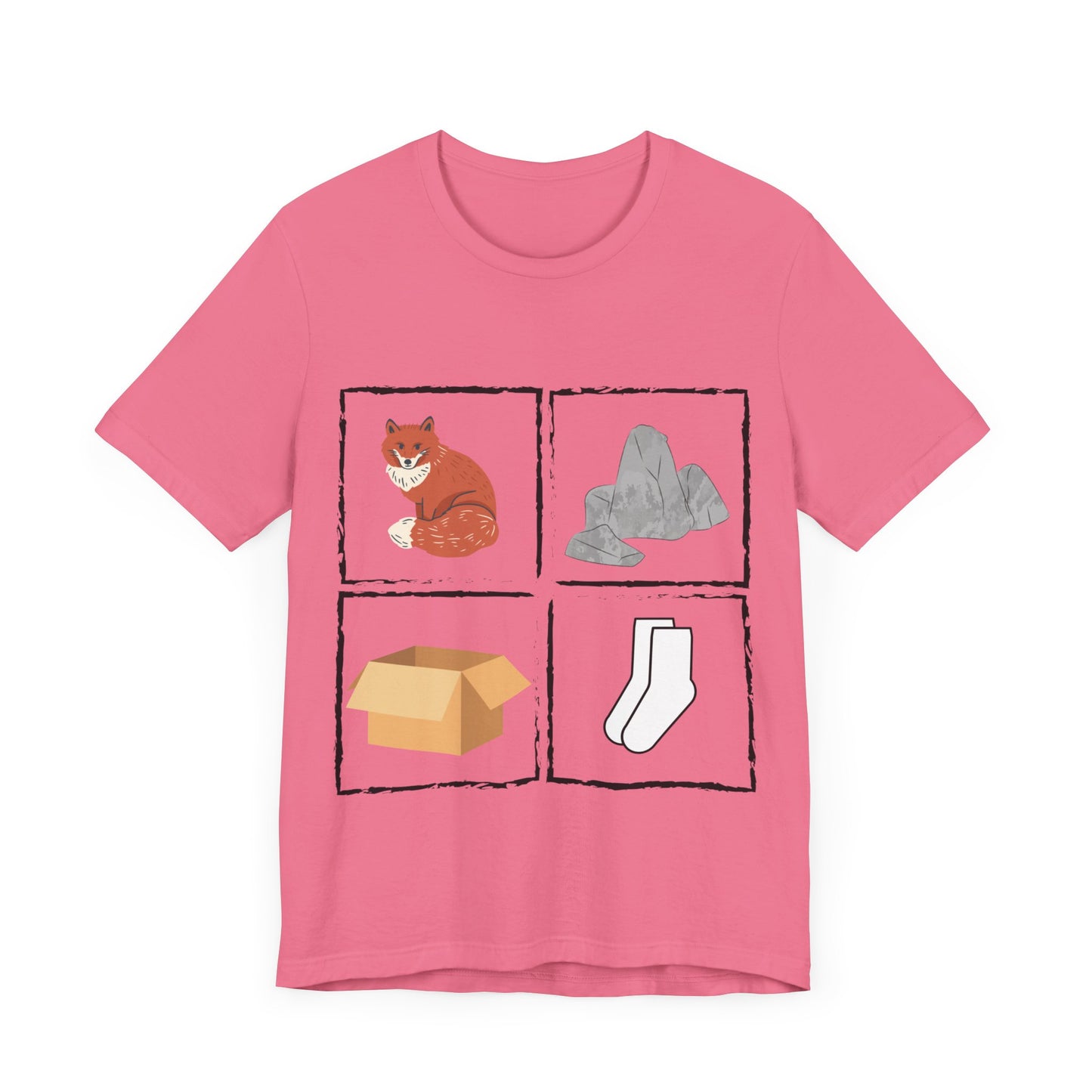 Fox, Rocks, Box, Socks Unisex Jersey Short Sleeve Tee